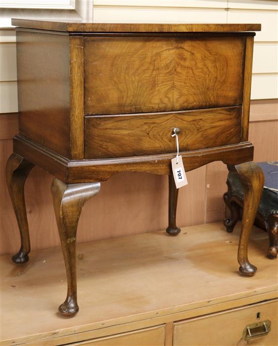 A walnut sewing box W.56cm